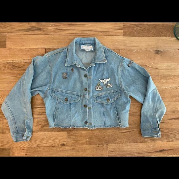 east west Jackets & Blazers - Vintage Cropped Jean Jacket